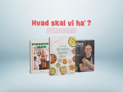 Billeder af forsider af bøger om hverdagsmad